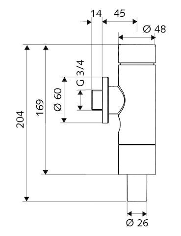 SCHELL Aufputz-WC-Druckspüler SCHELLOMAT Silent Eco SV, DN 20, Aufputz-WC-Druckspüler, Vorabsperrung, 4,5 - 9,0 l, DN 20 G 3/4 AG, Anschluss Spülrohr: Ø 26 mm, chrom