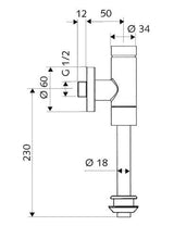 SCHELL Aufputz-Urinal-Druckspüler SCHELLOMAT Basic SV, DN 15, Aufputz-Urinal-Druckspüler, Vorabsperrung, Spülstrom: max. 0,3 l/s, einstellbar: 1,0 - 6,0 l, DN 15 G 1/2 AG, Innenverbinder Ø 43 mm (Spülrohr Ø 18 mm), chrom