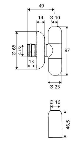 SCHELL Eckventil mit Regulierfunktion RONDO, Kunststoff-Schubrosette Ø 65 mm mit Gleitring, DN 15 G 1/2 AG mit ASAG easy, Ø 10 mm (DN 10 G 3/8 AG), chrom