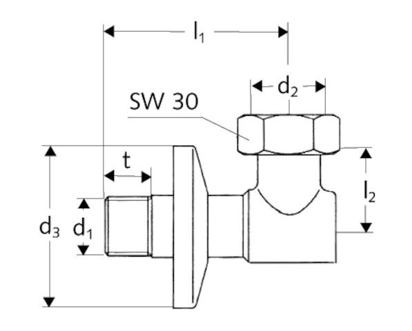 SCHELL Wasserzähler-Anschlussbogen, Schubrosette Ø 54 mm, DN 15 G 1/2 AG, DN 20 G 3/4 IG, chrom