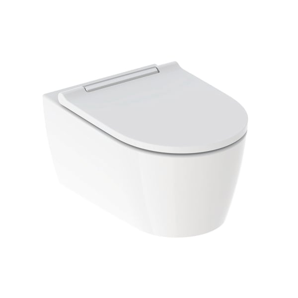 Geberit ONE Set Wand-WC Tiefspüler wandhängend mit WC-Sitz, Tiefspül-WC, TurboFlush-Spültechnik, weiß, keramische Oberfläche, glänzend