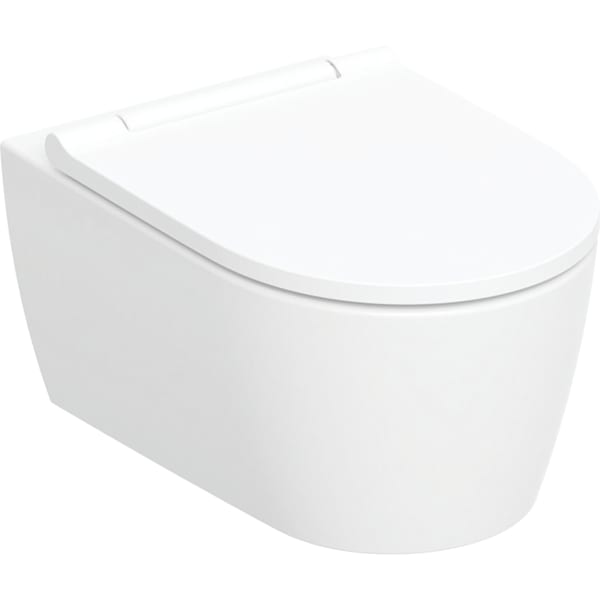 Geberit ONE Set Wand-WC Tiefspüler wandhängend mit WC-Sitz, Tiefspül-WC, TurboFlush-Spültechnik, weiß, keramische Oberfläche, glänzend