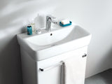 Geberit Renova Compact Waschtisch, Keramik, hängend, weiß, mit sichtbarem Überlauf, 1 Platz