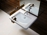 Geberit Renova Compact Waschtisch, Keramik, hängend, weiß, mit sichtbarem Überlauf, 1 Platz