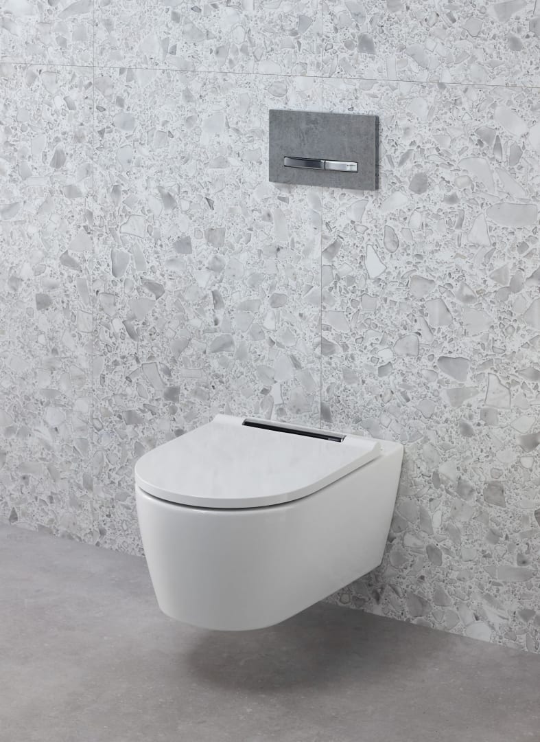 Geberit ONE Set Wand-WC Tiefspüler wandhängend mit WC-Sitz, Tiefspül-WC, TurboFlush-Spültechnik, weiß, keramische Oberfläche, glänzend