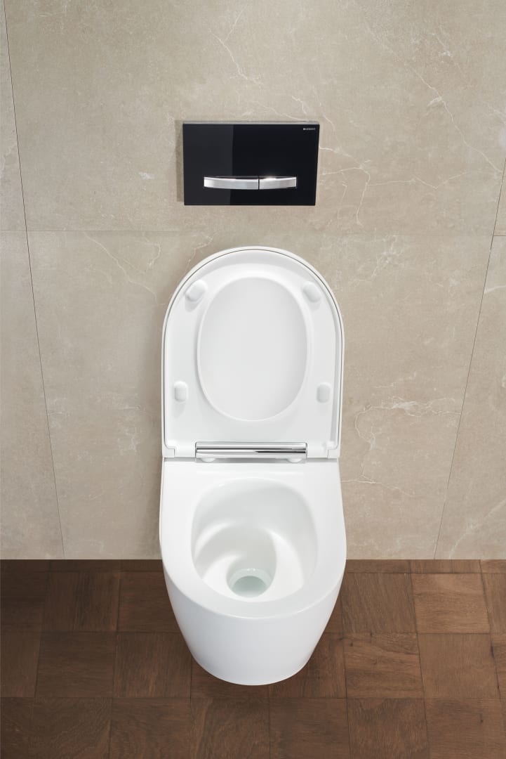 Geberit ONE Set Wand-WC Tiefspüler wandhängend mit WC-Sitz, Tiefspül-WC, TurboFlush-Spültechnik, weiß, keramische Oberfläche, glänzend