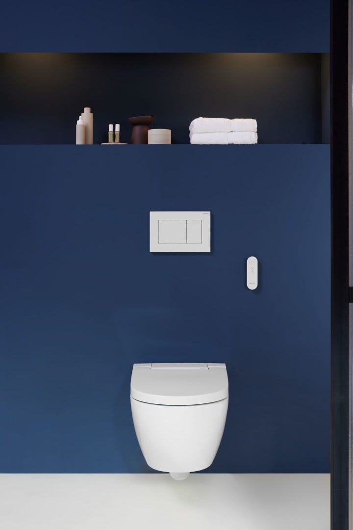 Geberit AquaClean Alba WC-Komplettanlage Wand-WC: WC-Keramik: weiß / KeraTect, Designabdeckung: weiß