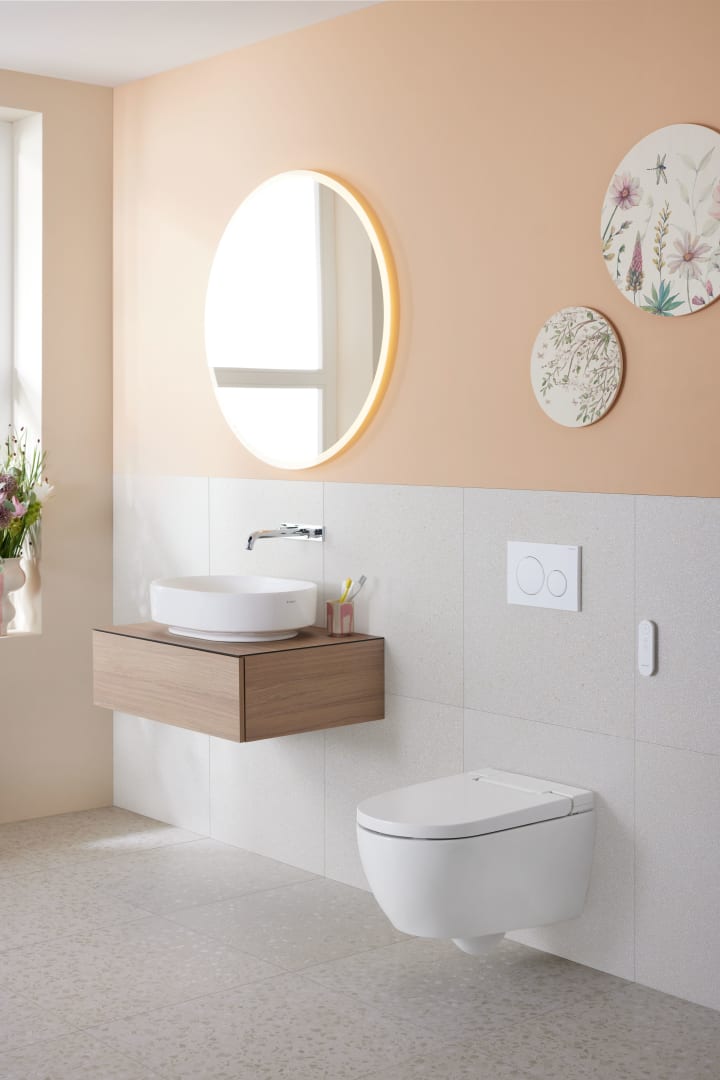 Geberit AquaClean Alba WC-Komplettanlage Wand-WC: WC-Keramik: weiß / KeraTect, Designabdeckung: weiß