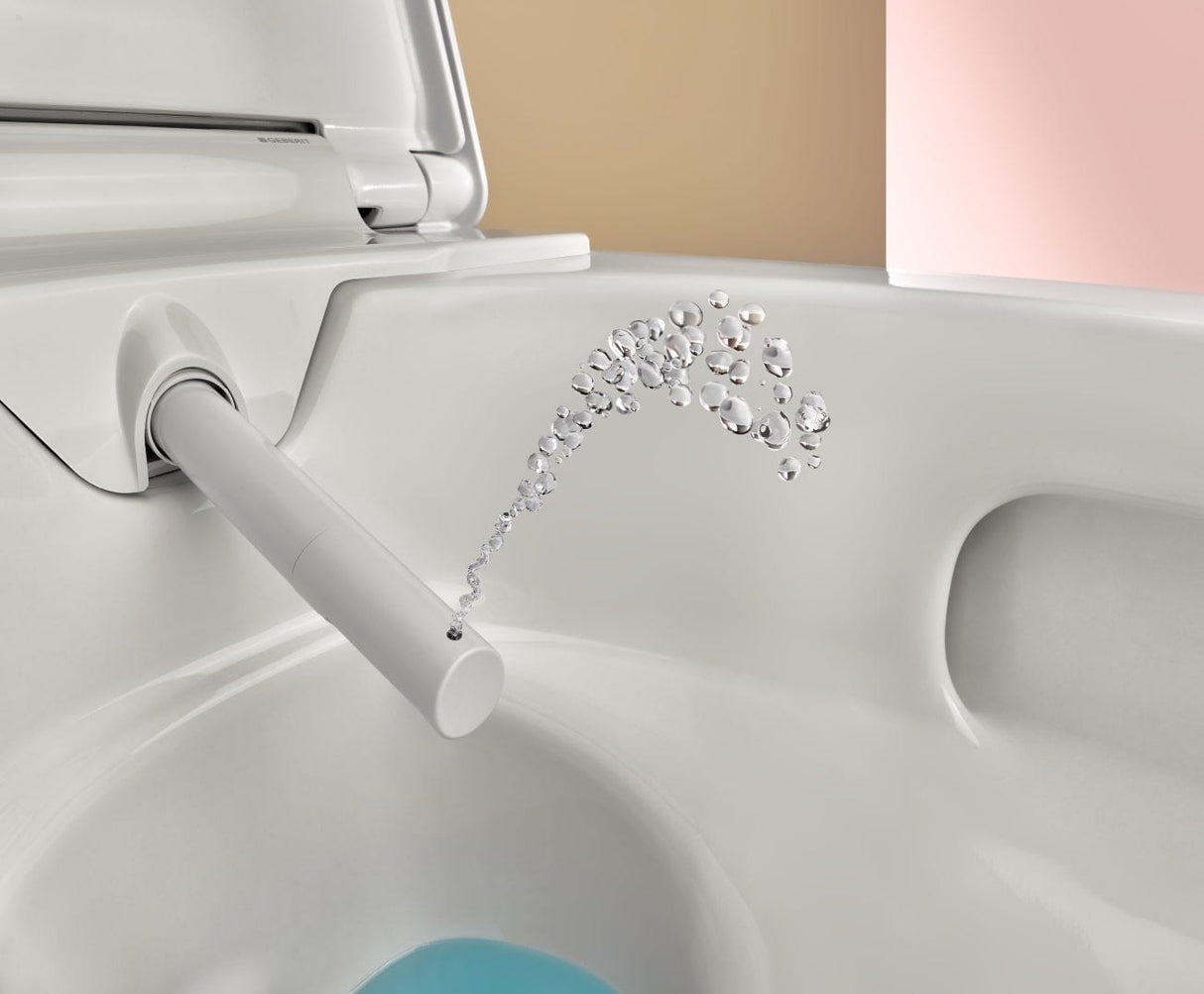 Geberit AquaClean Alba WC-Komplettanlage Wand-WC: WC-Keramik: weiß / KeraTect, Designabdeckung: weiß