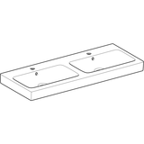 Geberit iCon Doppelwaschtisch: 120x48.5cm, Hahnloch=mittig, Überlauf=sichtbar, weiß