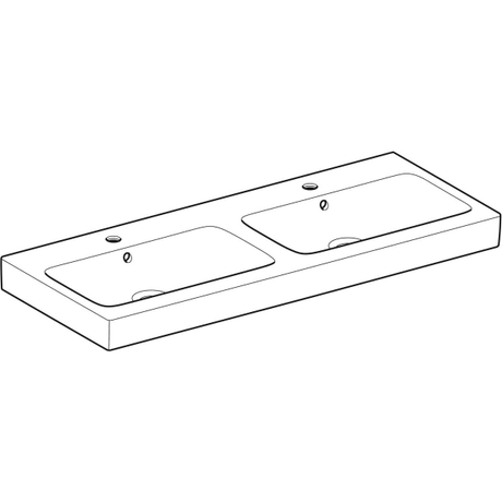Geberit iCon Doppelwaschtisch: 120x48.5cm, Hahnloch=mittig, Überlauf=sichtbar, weiß