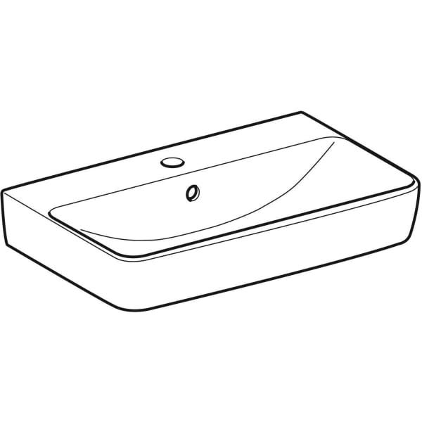 Geberit Renova Compact Waschtisch, Keramik, hängend, weiß, mit sichtbarem Überlauf, 1 Platz