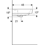 Geberit Renova Plan Aufsatzwaschtisch: 60x48cm, Hahnloch=mittig, Überlauf=sichtbar, weiß