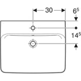Geberit Renova Plan Aufsatzwaschtisch: 60x48cm, Hahnloch=mittig, Überlauf=sichtbar, weiß