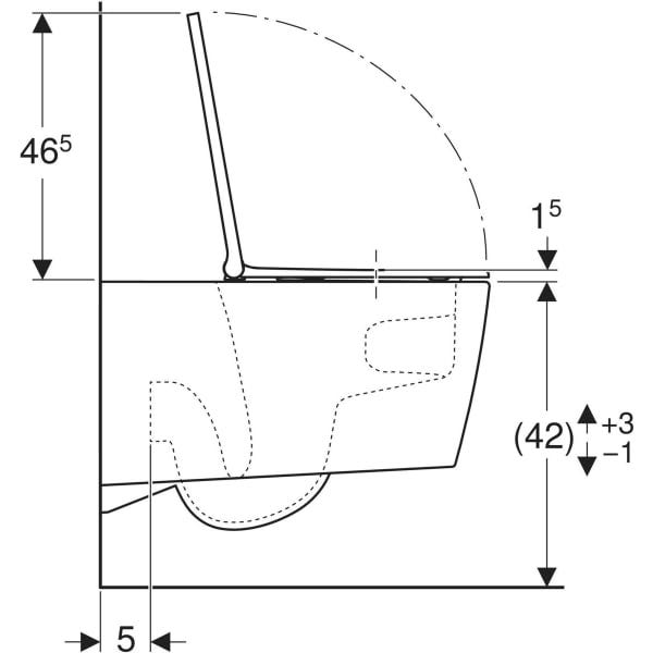 Geberit ONE Set Wand-WC Tiefspüler wandhängend mit WC-Sitz, Tiefspül-WC, TurboFlush-Spültechnik, weiß, keramische Oberfläche, glänzend