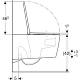 Geberit ONE Set Wand-WC Tiefspüler wandhängend mit WC-Sitz, Tiefspül-WC, TurboFlush-Spültechnik, weiß, keramische Oberfläche, glänzend