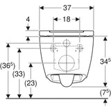 Geberit ONE Set Wand-WC Tiefspüler wandhängend mit WC-Sitz, Tiefspül-WC, TurboFlush-Spültechnik, weiß, keramische Oberfläche, glänzend