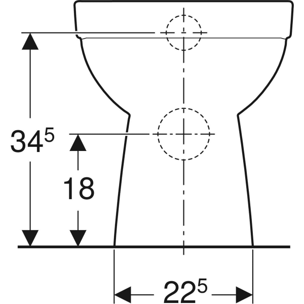 Geberit Renova Stand-WC Tiefspüler, Abgang horizontal, teilgeschlossene Form, Rimfree: T=49cm, weiß
