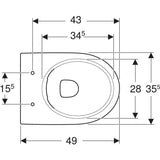 Geberit Renova Stand-WC Tiefspüler, Abgang horizontal, teilgeschlossene Form, Rimfree: T=49cm, weiß