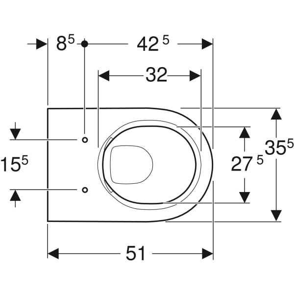 Geberit Acanto Wand-WC Tiefspüler, geschlossene Form, Rimfree: T=51cm, weiß