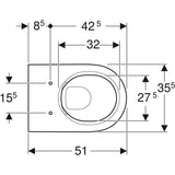 Geberit Acanto Wand-WC Tiefspüler, geschlossene Form, Rimfree: T=51cm, weiß