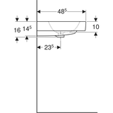 Geberit iCon Doppelwaschtisch: 120x48.5cm, Hahnloch=mittig, Überlauf=sichtbar, weiß