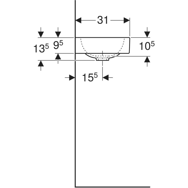 Geberit iCon Handwaschbecken 53 x 31 cm mit Ablagefläche