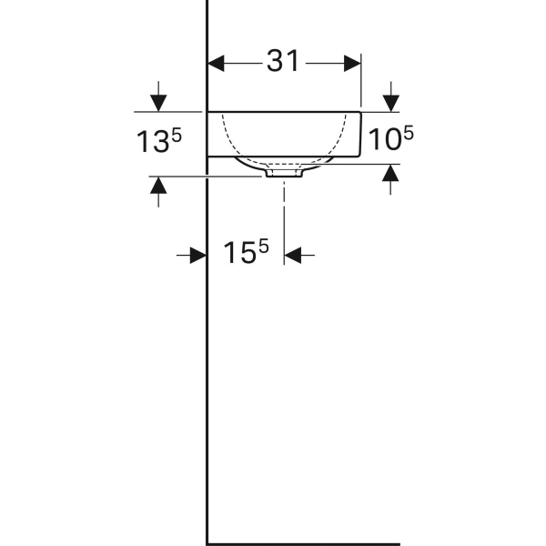 Geberit iCon Handwaschbecken 53 x 31 cm mit Ablagefläche