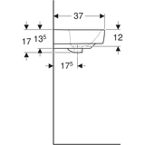 Geberit Renova Compact Waschtisch, Keramik, hängend, weiß, mit sichtbarem Überlauf, 1 Platz