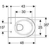 Geberit Renova Compact Wand-WC Tiefspüler, verkürzte Ausladung: T=48cm, weiß