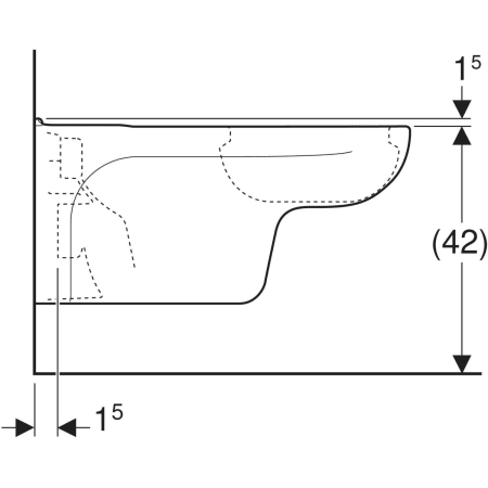 Geberit Vitalis Wand-WC Tiefspüler, verlängerte Ausladung, barrierefrei: T=70cm, weiß