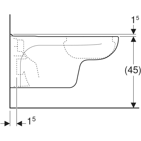 Geberit Vitalis Wand-WC Tiefspüler, verlängerte Ausladung, barrierefrei: T=70cm, weiß