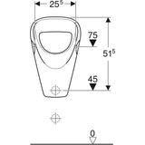 Geberit Aller Urinal aus Sanitärkeramik, Wandhängend, mit Spülrand Zulauf von oben Absauge-Urinal, weiß