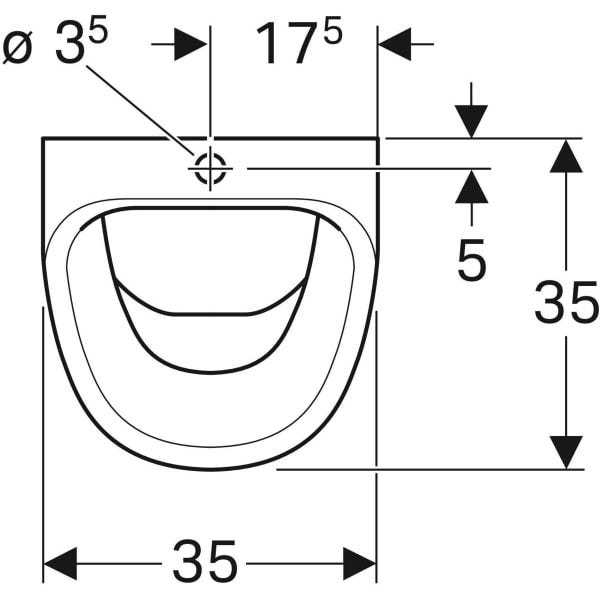 Geberit Aller Urinal aus Sanitärkeramik, Wandhängend, mit Spülrand Zulauf von oben Absauge-Urinal, weiß
