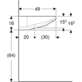 Geberit Paracelsus Waschtisch: 64x49cm, Hahnloch=ohne, Überlauf=ohne, weiß