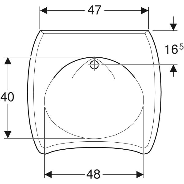 Geberit Vitalis Waschtisch barrierefrei: 65x60cm, Hahnloch=ohne, Überlauf=sichtbar, weiß