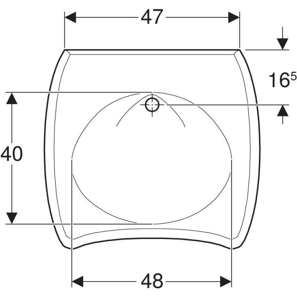 Geberit Vitalis Waschtisch barrierefrei: 65x60cm, Hahnloch=ohne, Überlauf=sichtbar, weiß