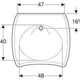 Geberit Vitalis Waschtisch barrierefrei: 65x60cm, Hahnloch=ohne, Überlauf=sichtbar, weiß
