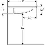 Geberit Vitalis Waschtisch barrierefrei: 65x60cm, Hahnloch=ohne, Überlauf=sichtbar, weiß