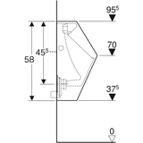 Geberit Renova Plan Urinal Zulauf von hinten, Abgang nach hinten: T=30cm, Abgang=nach hinten, Zulauf=hinten, weiß