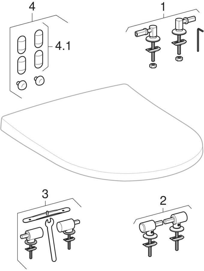 Geberit Acanto WC-Sitz: Absenkautomatik=ja, QuickRelease-Scharniere=ja, Befestigung=von oben, weiß / glänzend