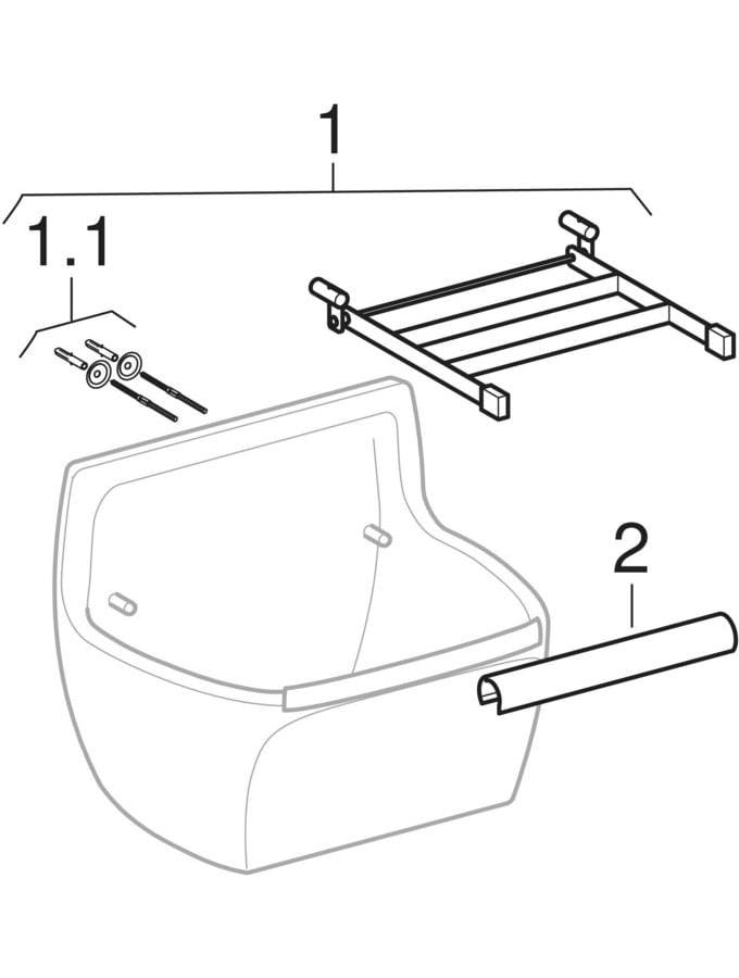 Geberit Publica Ausgussbecken für Klapprost: 45x35x33.5cm,