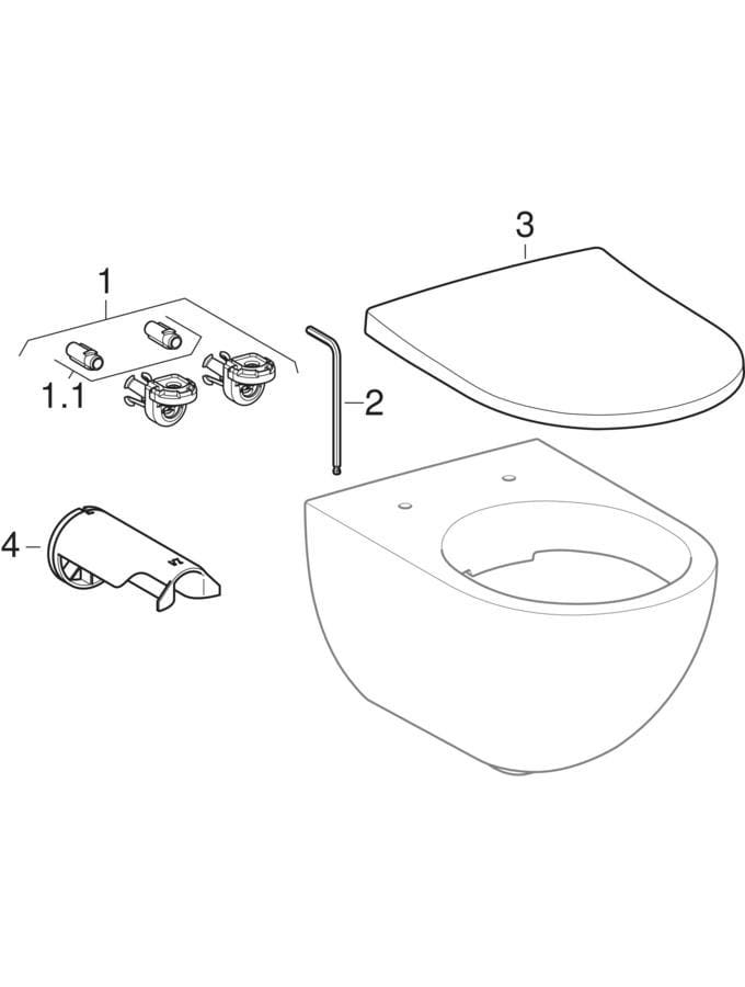 Geberit Acanto Wand-WC Tiefspüler, geschlossene Form, Rimfree: T=51cm, weiß