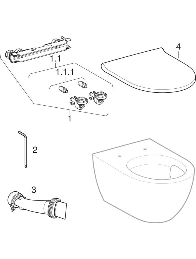 Geberit Acanto Set Wand-WC Tiefspüler, geschlossene Form, TurboFlush, mit WC-Sitz: T=53cm, Absenkautomatik=ja, QuickRelease-Scharniere=Ja, verriegelbar, Befestigung=von oben, weiß