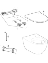 Geberit Acanto Set Wand-WC Tiefspüler, geschlossene Form, TurboFlush, mit WC-Sitz: T=53cm, Absenkautomatik=ja, QuickRelease-Scharniere=Ja, verriegelbar, Befestigung=von oben, weiß
