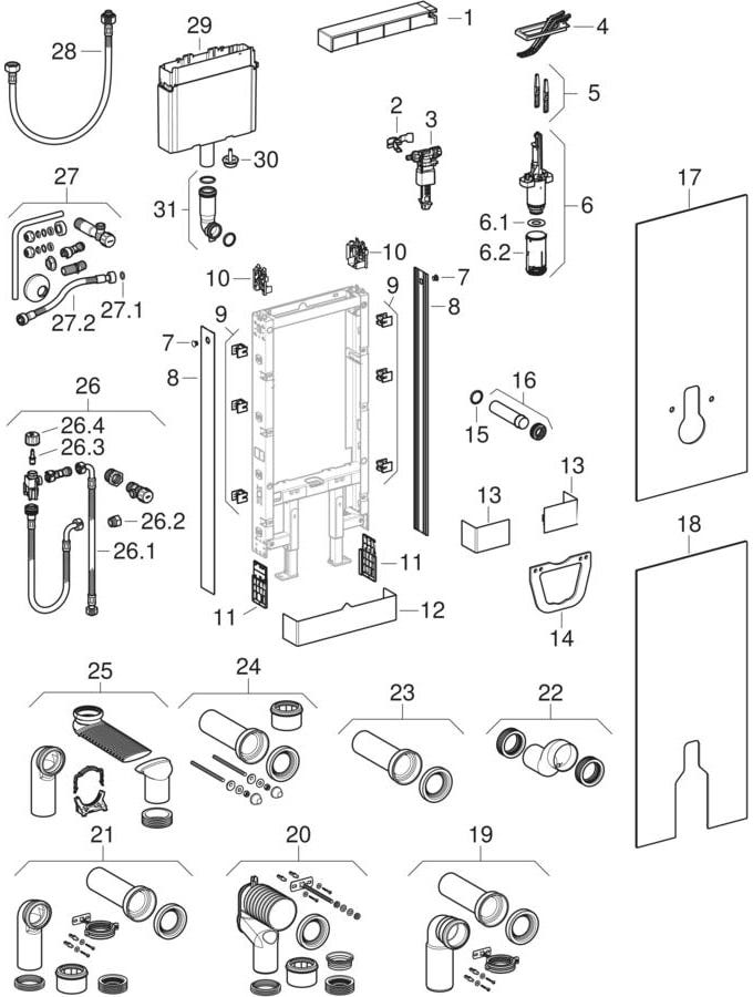 Geberit Monolith Sanitärmodul für Stand-WC mit Front- und Seitenverkleidung