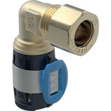 Geberit FlowFit Übergangswinkel 90° mit Klemmringverschraubung: Werkstoff=Bleifreier Rotguss (CuSn4Zn2PS), d=16mm, d1=15mm