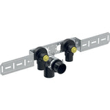 Geberit FlowFit Anschlusswinkel 90° vormontiert, zweifach, gedämmt aus Bronze mit Ablaufrohr-
schelle und Anschlussbogen