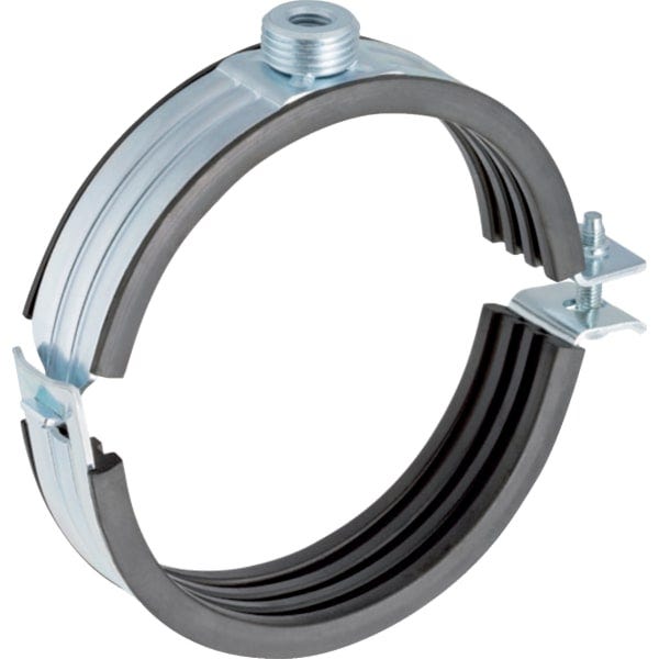 Geberit Silent-db20 Rohrschelle gedämmt mit Gewindemuffe M10 / G 1/2" aus Stahl, galvanisch/elektrolytisch verzinkt, Farbe Zink