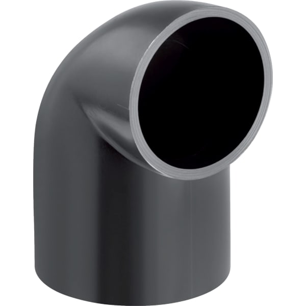 Geberit PE Bogen 90° reduziert, mit langem Schenkel und kleinem Radius: 90°, d=56mm, d1=50mm